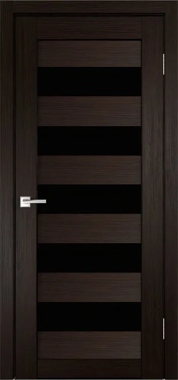 Фото Межкомнатная дверь Легенда X-4 тон Венге Остекление Лакобель черное